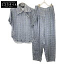GIORGIO ARMANI ジョルジオアルマーニ ライトブルー 21年 1WHCC01l 総柄 セットアップ スーツ 38 グレー レディース 【中古】