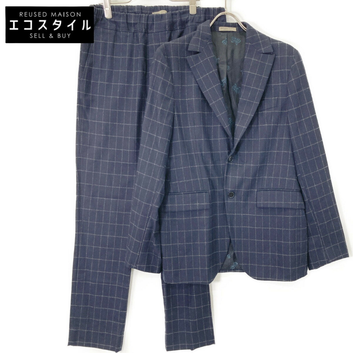 BOTTEGA VENETA ボッテガヴェネタ ネイビー カシミヤ混 スーツ スーツ 48 ダークグレー メンズ 【中古】