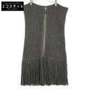 GUCCI グッチ 【美品/国内正規】271761 X5072 アルパカウール フリンジ ジップ ニット ポンチョ/ ジャケット L グレー レディース 【中古】