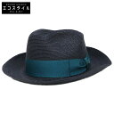 Borsalino ボルサリーノ 【美品/国内正規】Alessandria カナパ ストローハット/ 帽子 58 チャコール/グリーン メンズ 【中古】