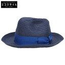 Borsalino ボルサリーノ 【美品/国内正規】Alessandria カナパ ストローハット/ 帽子 58 ネイビー/ブルー メンズ 【中古】
