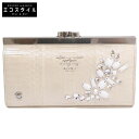 A.D.M.J. Accessoires De Mademoiselle ADMJ 【新品同様】23SS06008 スワロフスキークリスタル スネークスキン がま口 ロングウォレット 長財布(小銭入れあり) BUCCATA/WHITE PEARLIZED レディース 【中古】