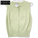 CHANEL シャネル 99年 P13518V00620 ライトグリーン ノースリーブ ジップアップ ニット トップス 40 グリーン レディース 【中古】