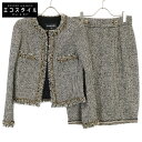 CHANEL シャネル 国内正規 P37210V26937/P37340V26937 10C ココボタン ウール混 ノーカラーツイードジャケット/スカート スー...