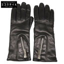 CHANEL シャネル 【美品】カシミヤライニング ジップデザイン レザー グローブ 7 1/2 ブラック レディース 【中古】