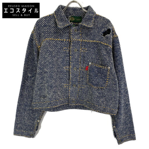 gim context ジムコンテキスト 25105140 Hand-Stitched Damaged Denim Knit Jacket ジャケット M ブルー メンズ 【中古】 gim context ジムコンテキスト 25105140 Hand-Stitched Damaged Denim Knit Jacket ジャケット M ブルー メンズ 【中古】