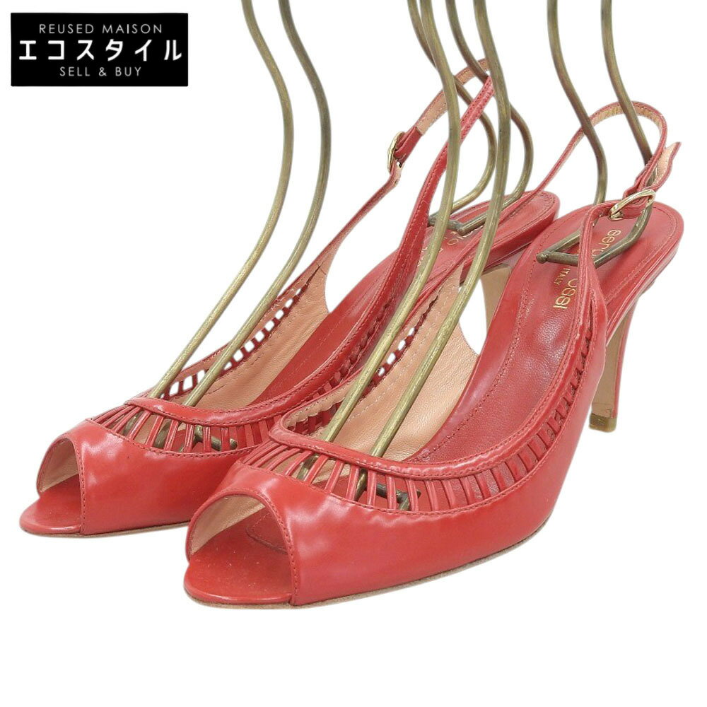 Sergio Rossi セルジオロッシ 美品 レザー オープントゥ サンダル パンプス レディース レッド 38 パンプス 38 レッド レディース 【中古】
