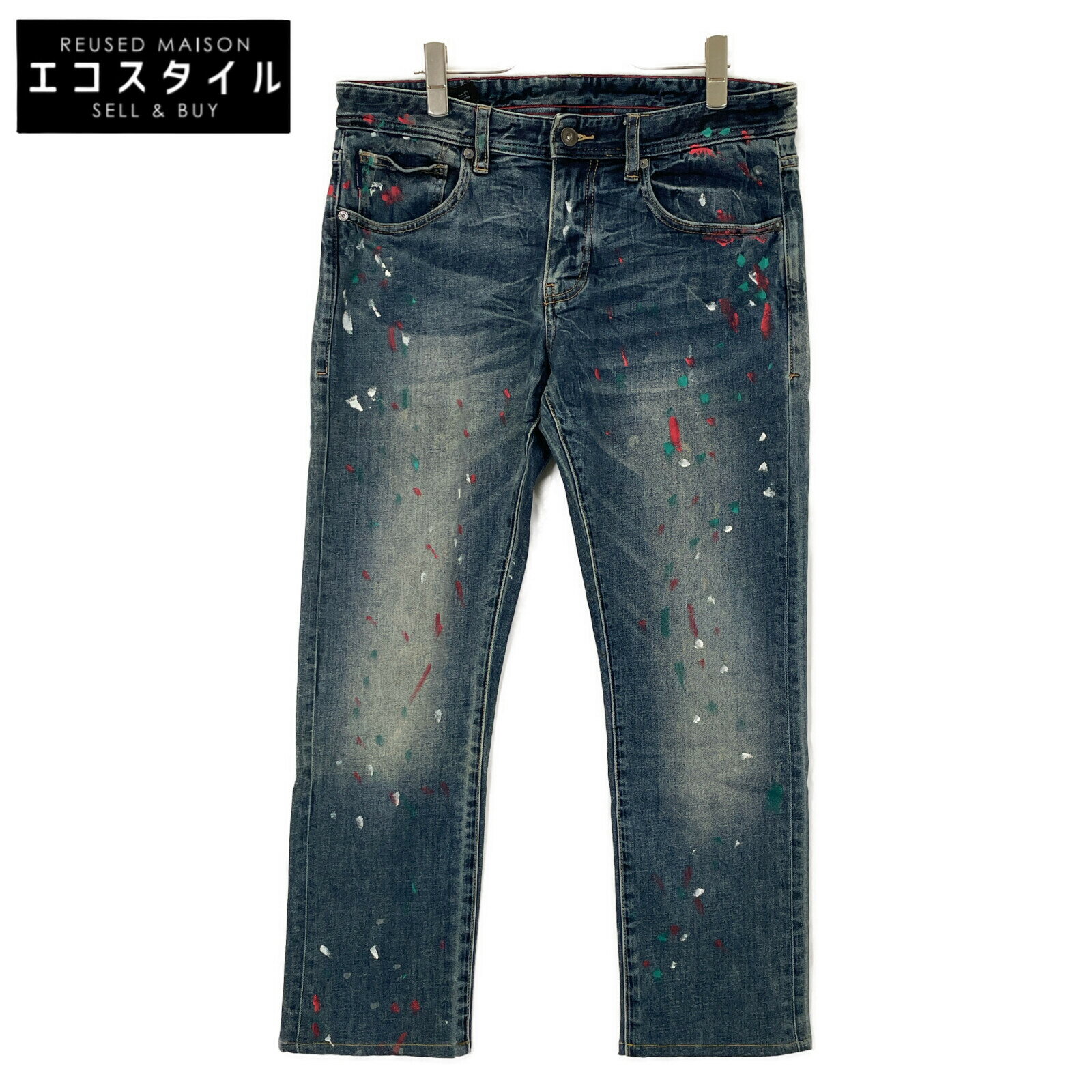 ARMANI EXCHANGE アルマーニエクスチェンジ 3YZJ13Z1AFZ ブルー ペイント デニムパンツ ボトムス 31 ブ..