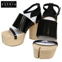 Maison Margiela メゾンマルジェラ 【新品未使用】22 S39WY0022 PS679 T8013 タビ ウッド アンクルストラップ サンダル シューズ 36 ブラック/ナチュラル レディース 【中古】