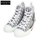 DIOR ディオール 【新品同様】3SH118YJP_H069 B23 リーグ ハイトップスニーカー ディオール オブリーク キャンバス シューズ 42 White/Black メンズ 【中古】