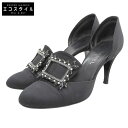 CHANEL シャネル サテン ビジュー パンプス レディース ブラック 38 パンプス 38 ブラック レディース 【中古】