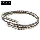 HERMES エルメス 【美品】トゥルニ Hロゴ レザーコード ブレスレット グレー/アイボリー系/シルバー レディース 【中古】