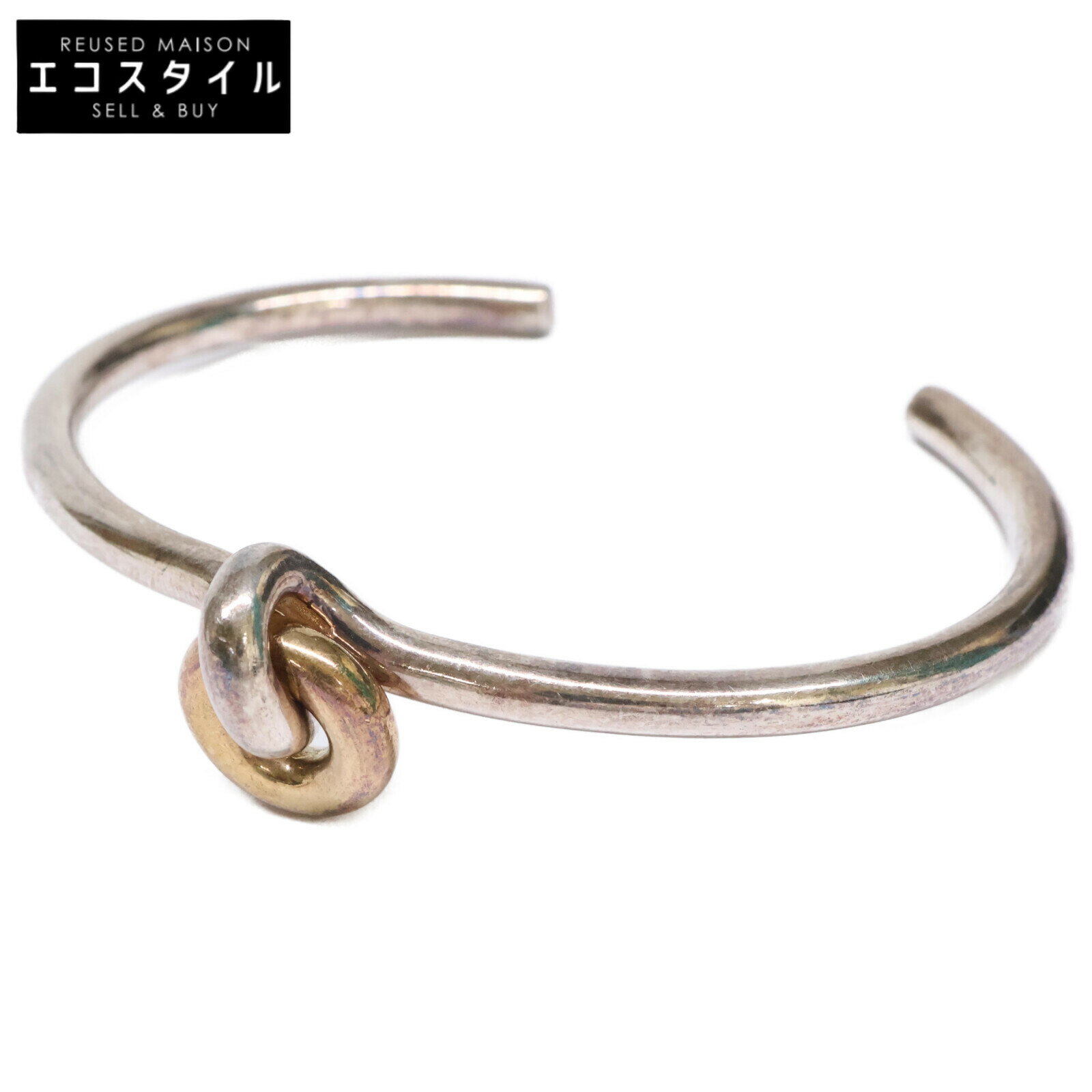 BOTTEGA VENETA ボッテガヴェネタ Ag925 ループ バイカラー バングル S シルバー/ゴールド レディース 【中古】