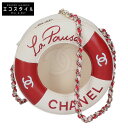 CHANEL シャネル 新品同様 26番台 AS0209 クルーズライン ラ パウザ 浮き輪 スモール ラウンドバッグ ショルダーバッグ ホワイトxレッド レディース 【中古】
