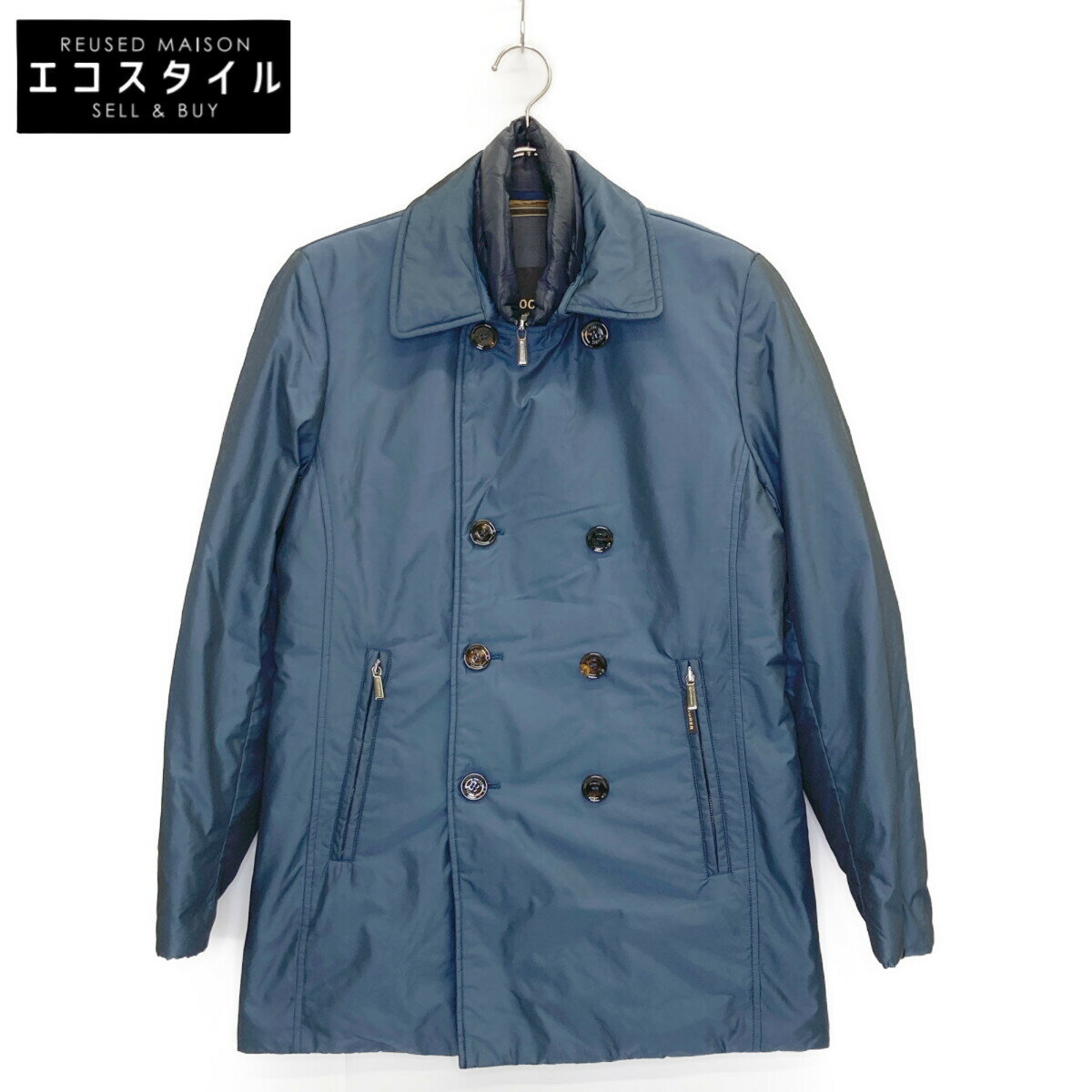 MOORER ムーレー GALLIANO-KM ブルー ダウンライナー ダブルブレストミディアムコート コート 44 ブルー メンズ 【中古】