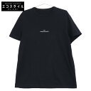 Maison Margiela メゾンマルジェラ S30GC0701 ブラック×ホワイト コットン ロゴ刺繍 クルーネックショートスリーブカットソー トップス 46 ブラック メンズ 【中古】