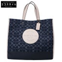COACH コーチ C2827 シグネチャー キャンバス トートバッグ ネイビー 【中古】