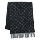 LOUIS VUITTON ルイヴィトン 【美品/国内正規/24年製】M71607 モノグラム グラディエント カシミヤxウール マフラー グレーxブラック メンズ 【中古】