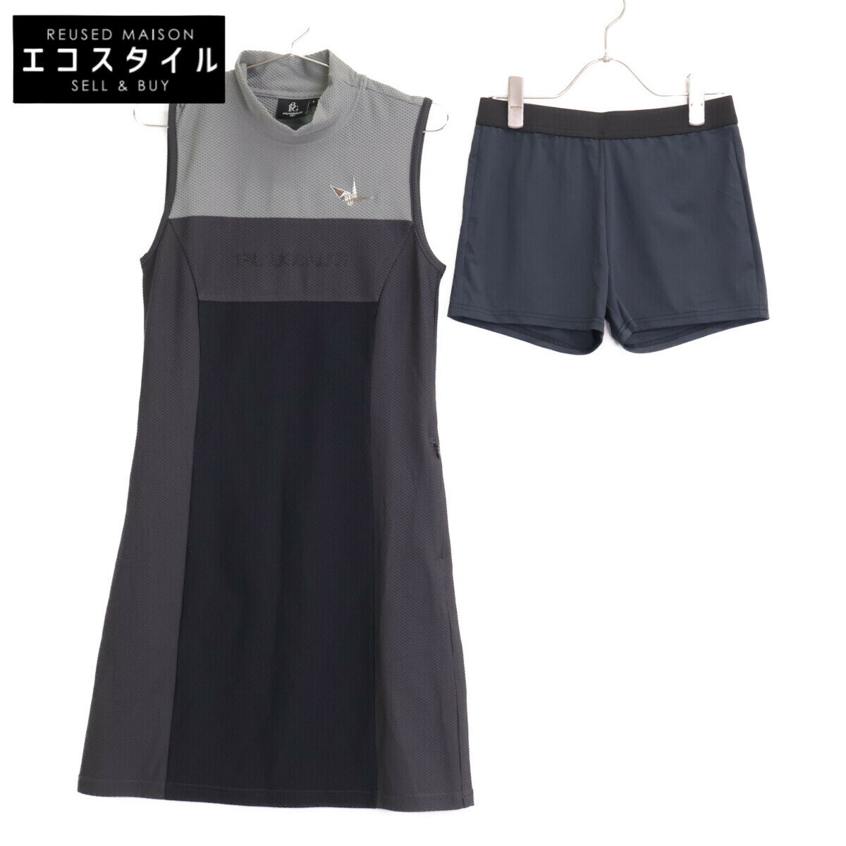 1piu1uguale3 ウノピゥウノウグァーレトレ 【GOLF】GST156 グレー SIDE SWITCH ノースリーブポロシャツワンピース ワンピース 2 グレー レディース 【中古】