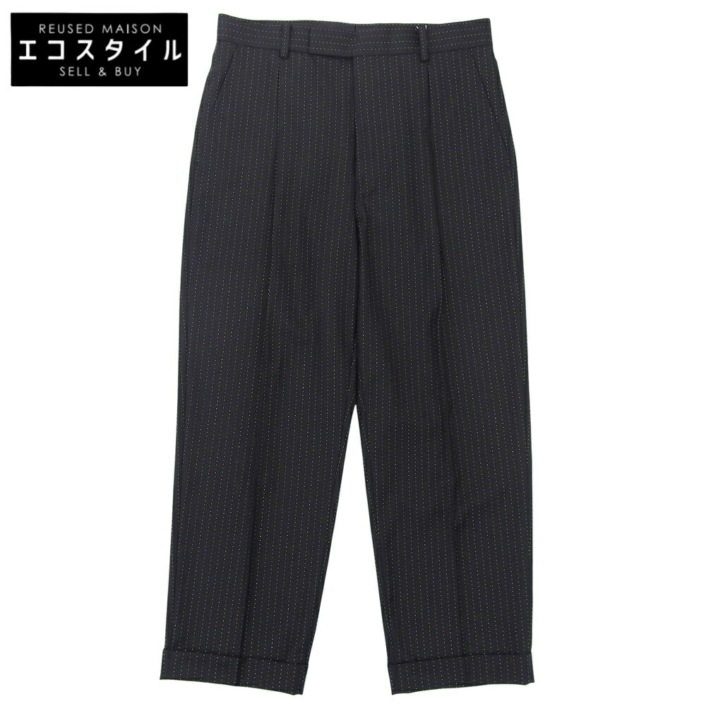 WACKO MARIA ワコマリア 未使用 ドーメル グリッター ストライプ パンツ タイプ1 ボトムス メンズ ブラック M 24年製 ボトムス M ブラック メンズ 【中古】