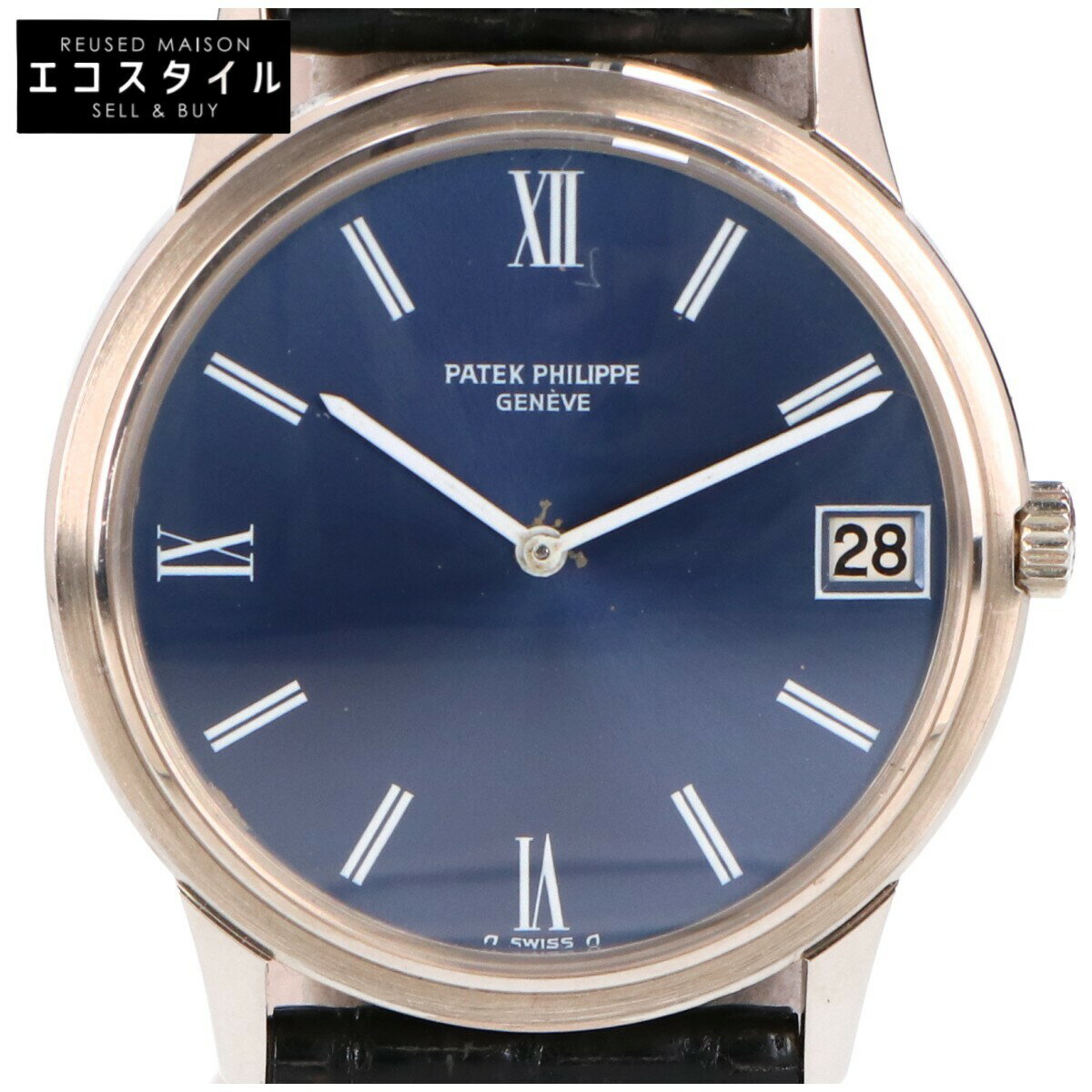 PATEK PHILIPPE パテックフィリップ 70年代 750WG Ref.3593G Cal.28-255 カラトラバ コバルトブルー文字盤 自動巻き 腕時計 ホワイトゴールド メンズ 【中古】