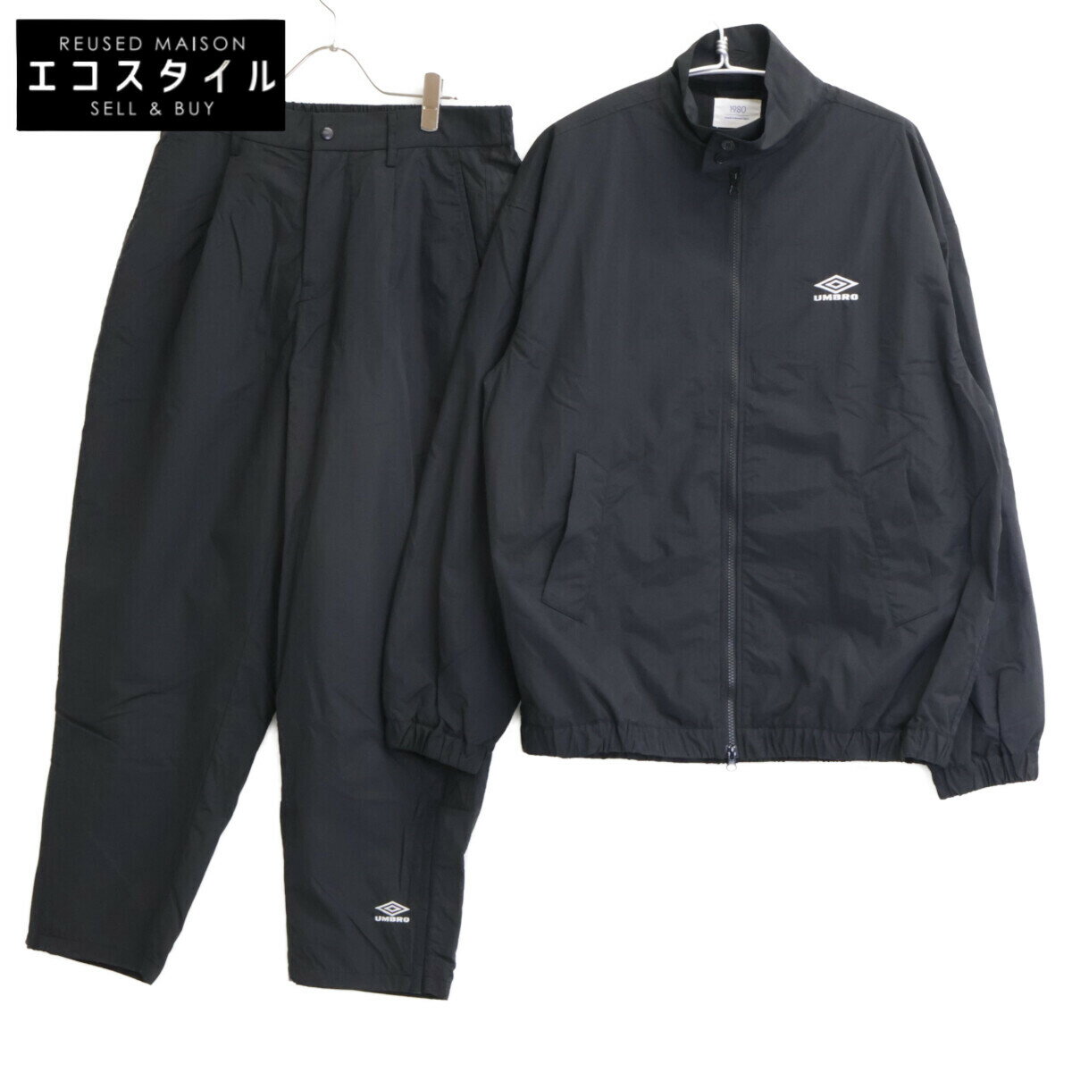 UMBRO アンブロ ×19SO ブラック ナイロン ジャケット パンツ セットアップ スーツ セットアップ L ブラック メンズ 【中古】