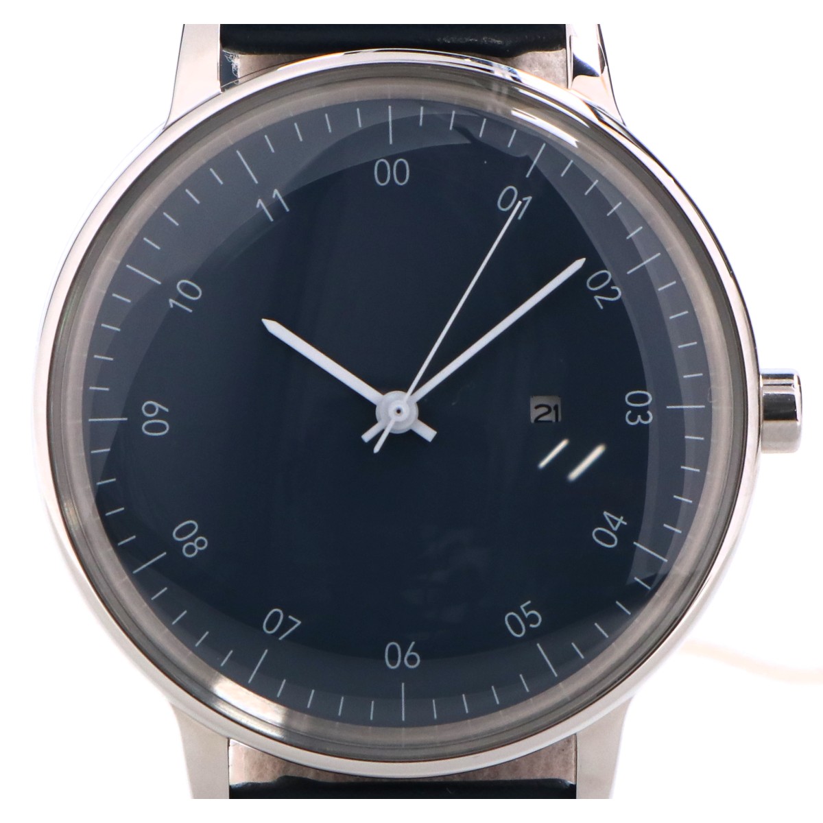 sazare サザレ 【新品同様】01.05.00 SK01 デイト クオーツ 腕時計 SS SILVER MIRROR FINISH / NAVY DIAL / NAVY COW LETHER メンズ 【中古】