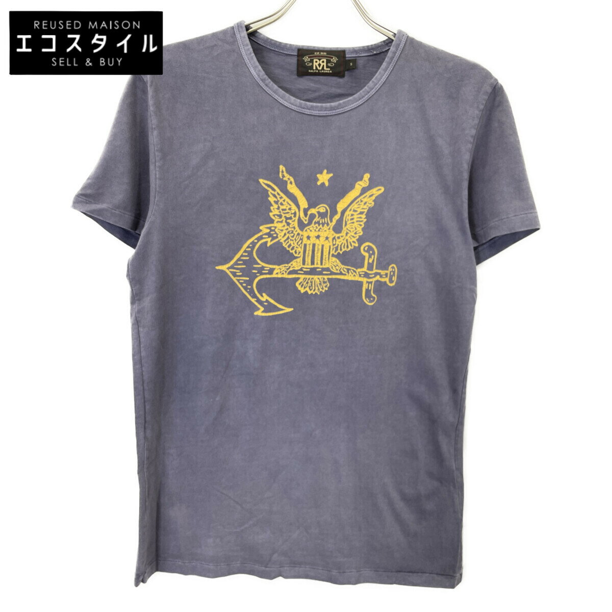 RRL ダブルアールエル パープル×イエロー イーグルアンカー 半袖Tシャツ トップス S パープル メンズ ..