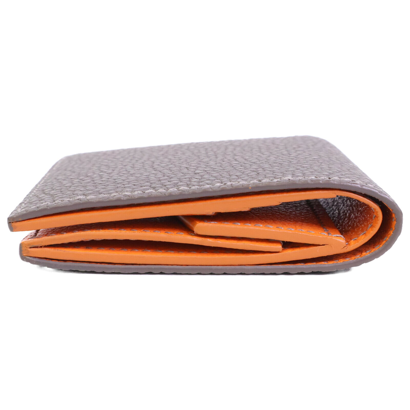 MAiSON TAKUYA メゾンタクヤ 【新品同様】Compact Wallet w/ Coin Case German Shrunken Calf/Lamb ジャーマンシュランケンカーフ/ラム コンパクトウォレット 二つ折り財布（小銭入れあり） Titanium/Orange メンズ 【中古】