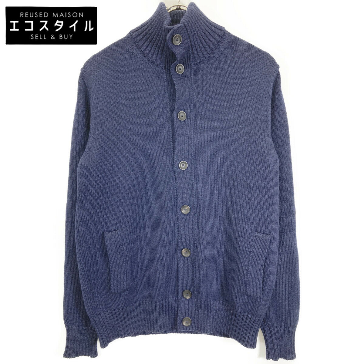 ZANONE ザノーネ 812519 CHIOTO ネイビー 5ゲージウールソリッド ニットカーディガン トップス 50 ネイ..