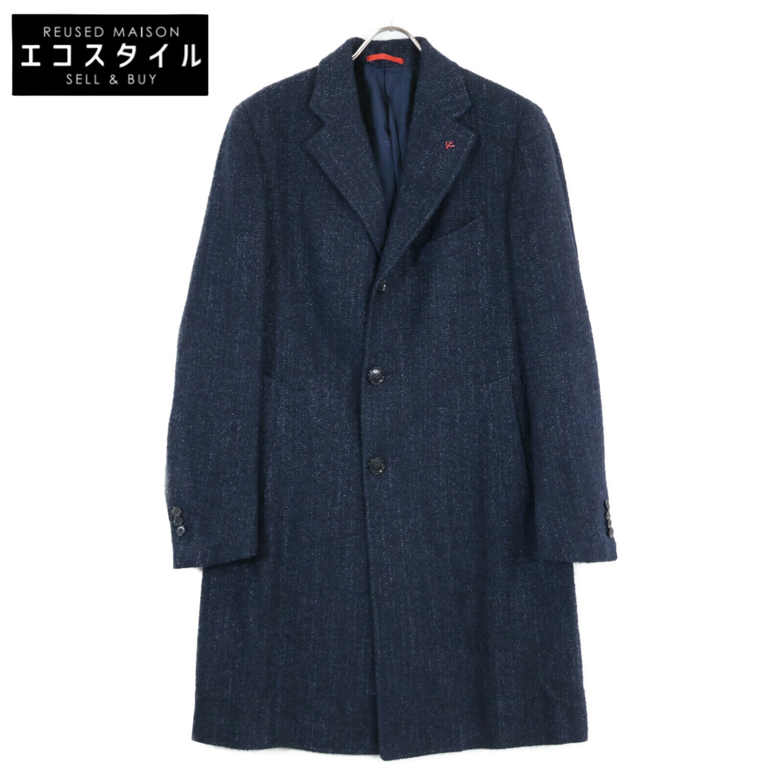 ISAIA イザイア 美品 ROSS CP TASCH TRENCH アルパカ混 チェスター/ビーバーコート コート 48 ネイビー メンズ 【中古】