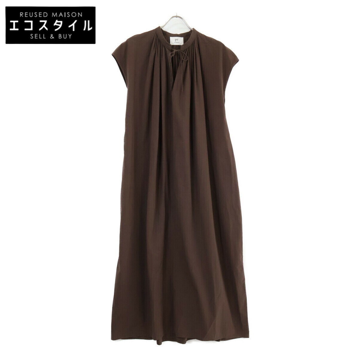 1er Arrondissement プルミエ アロンディスモン B1043AFA011 ブラウン タイプライターカフタンワンピース ワンピース 36 ブラウン レディース 【中古】