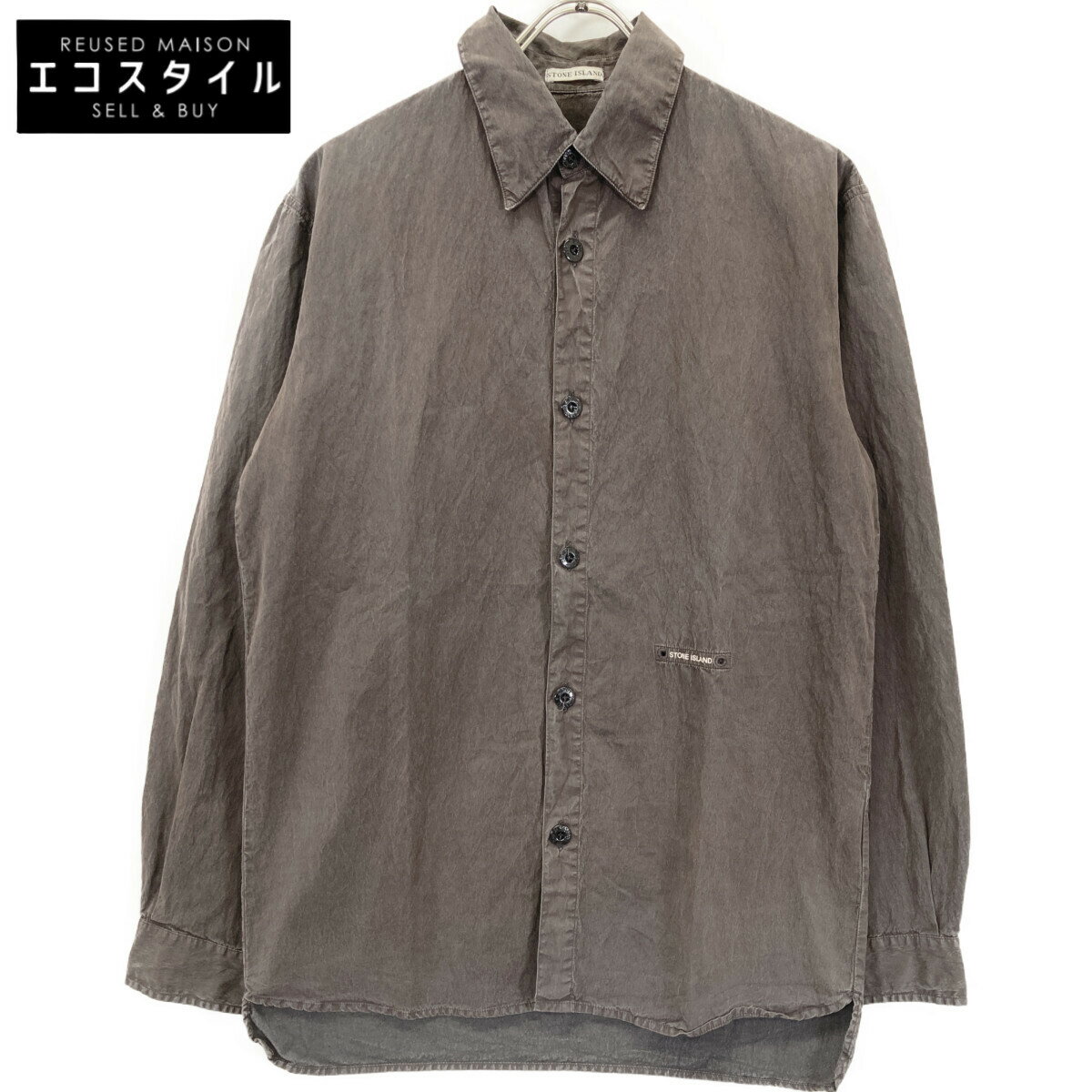 STONE ISLAND ストーンアイランド 31151514 ブラウン オーバーダイ タイプライターコットンシャツ トッ..