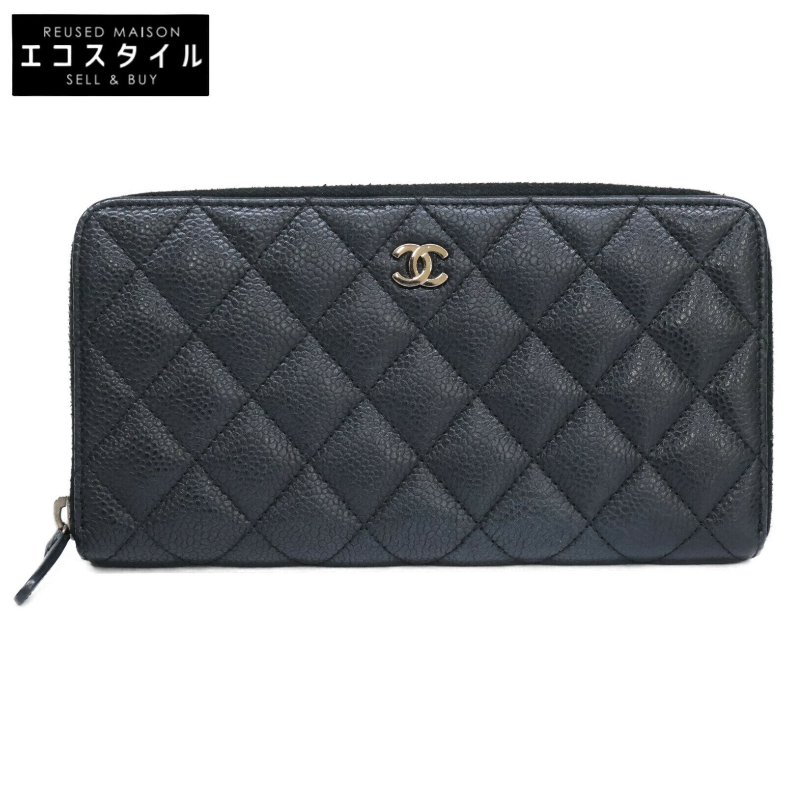 CHANEL シャネル 16番台 AP0242 キャビアスキン クラシック ロングジップウォレット 長財布（小銭入れあり） ブラック/SV金具 レディース 【中古】(4)