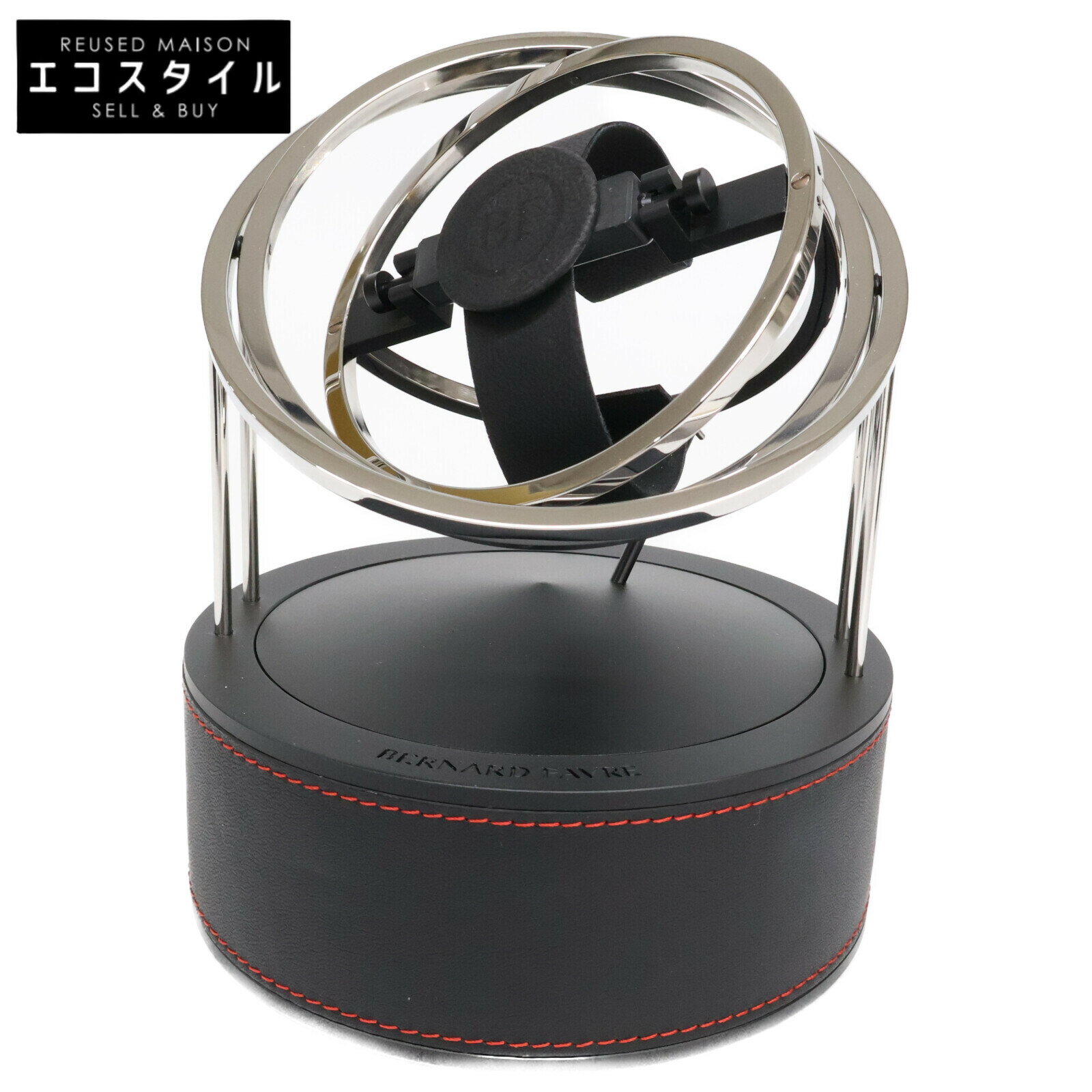 BERNARD FAVRE ベルナールファーブル 【美品】115.01.03 109910 Planet Watch Winder プラネット ウォッチワインダー その他 シルバー/ブラックレザー/レッドステッチ メンズ 【中古】