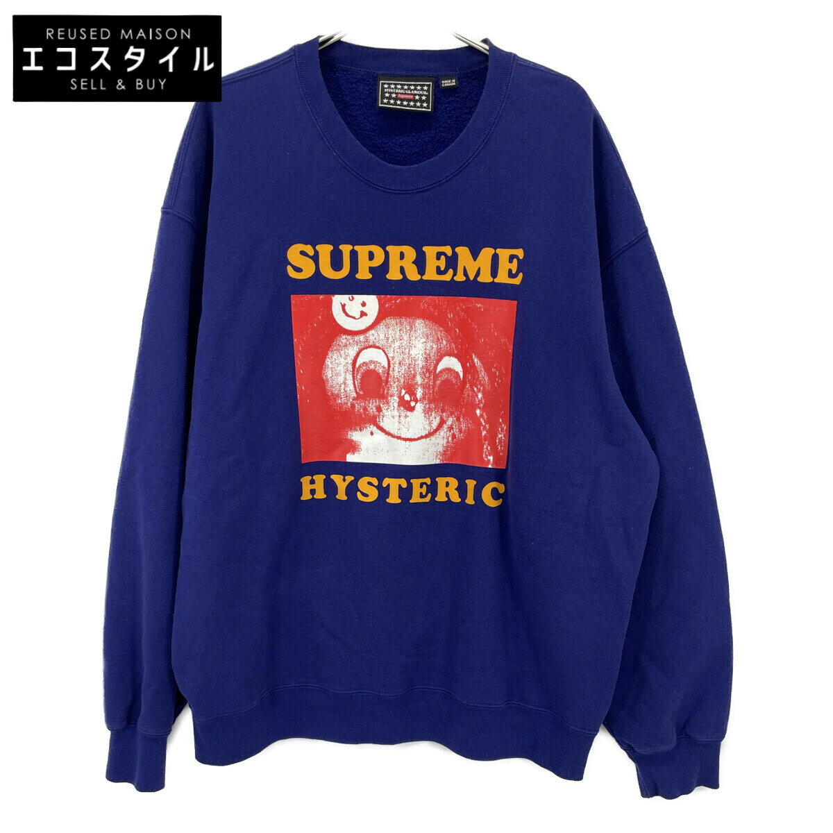 Supreme シュプリーム ×HYSTERIC GLAMOUR 21SS プリント クルーネック スウェット トップス XL パープ..