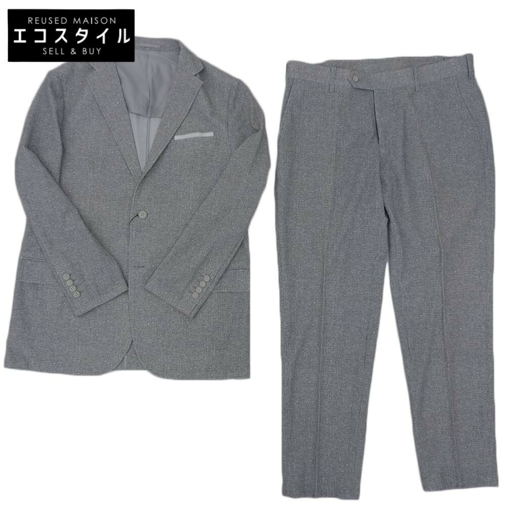 DESIGNWORKS デザインワークス 未使用 メッシュ ストレッチ プリント ジャケット パンツセットアップ スーツ メンズ グレー 50 セットアップ スーツ セットアップ 50 グレー メンズ 【中古】