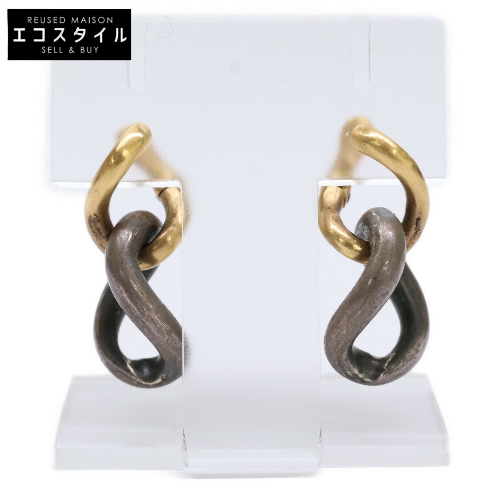 hum ハム et-P127 HUMETE GRADATION CHAIN PIERCED EARRINGS K18/SV925 グラデーション チェーン ピアス レディース 【中古】