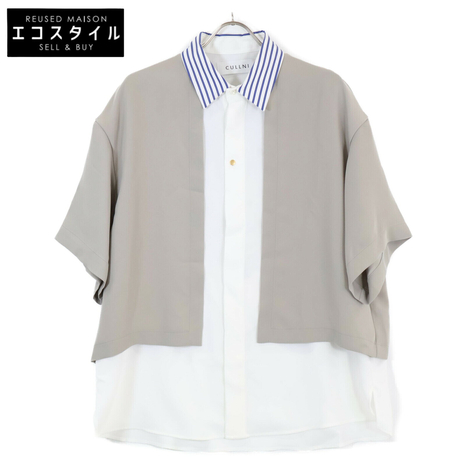 CULLNI クルニ 23SS 23ーSSー037B ホワイト×ベージュ レイヤード S/Sシャツ トップス 1 ホワイト／ベージュ メンズ 【中古】