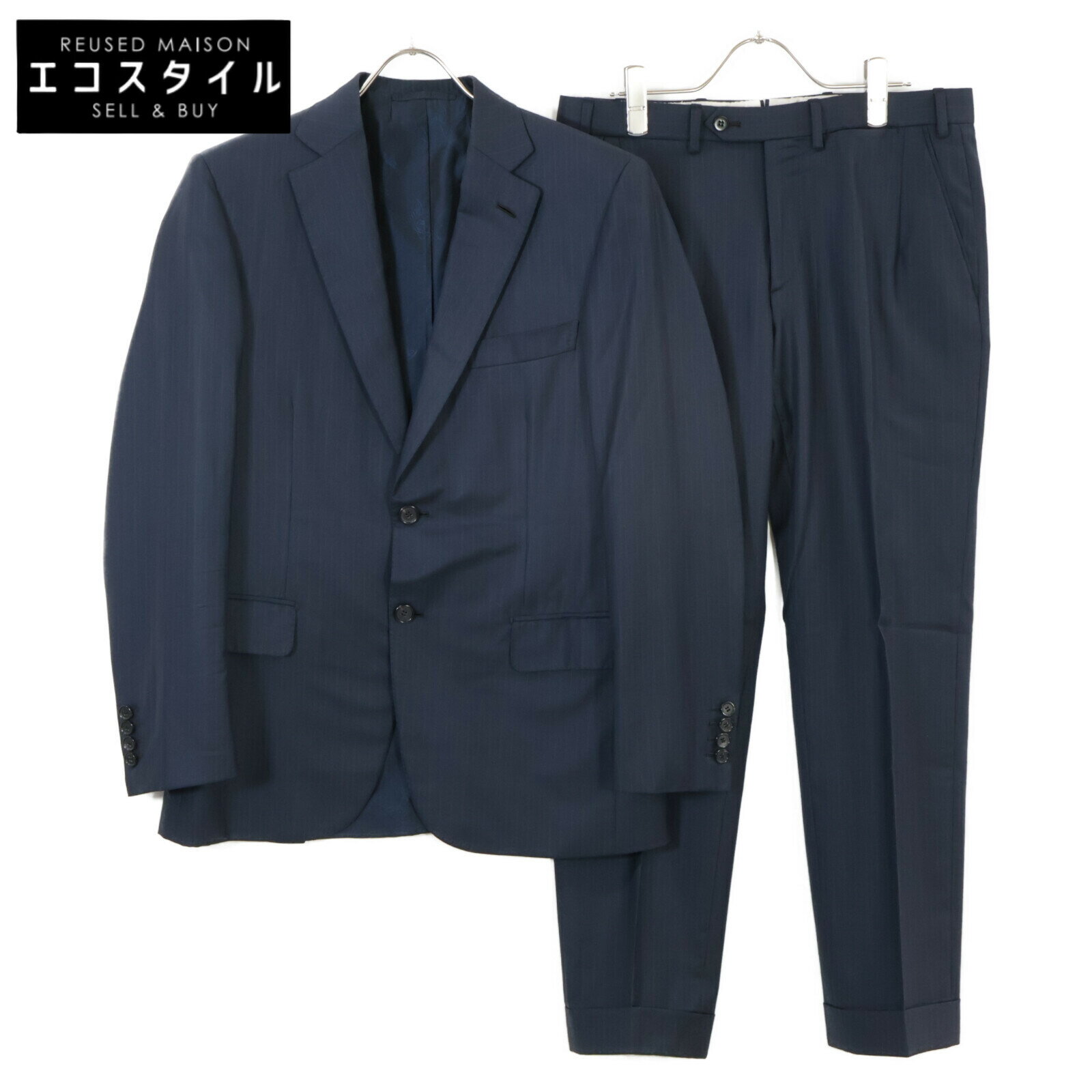 Brioni ブリオーニ ブラック BRUNICO super170s ストライプ スーツセットアップ スーツ セットアップ 46 ネイビー メンズ 【中古】