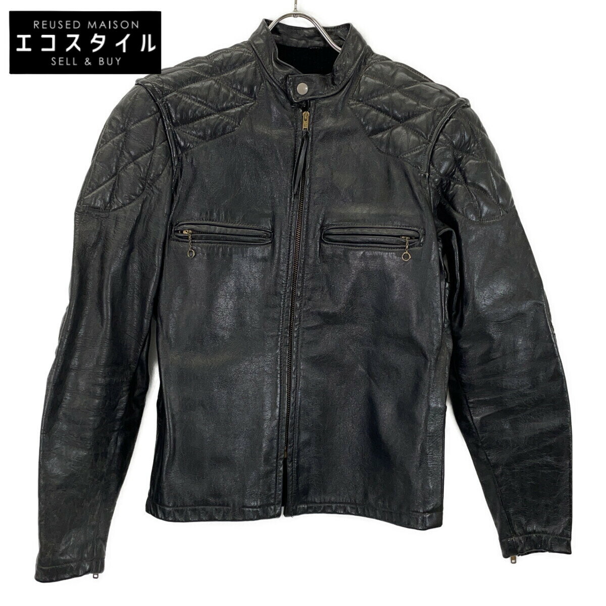 VINTAGE ヴィンテージ ウ゛ィンテージレザー ブラック TALONジップ パテッドジャケット ジャケット 36 ブラック メンズ 【中古】