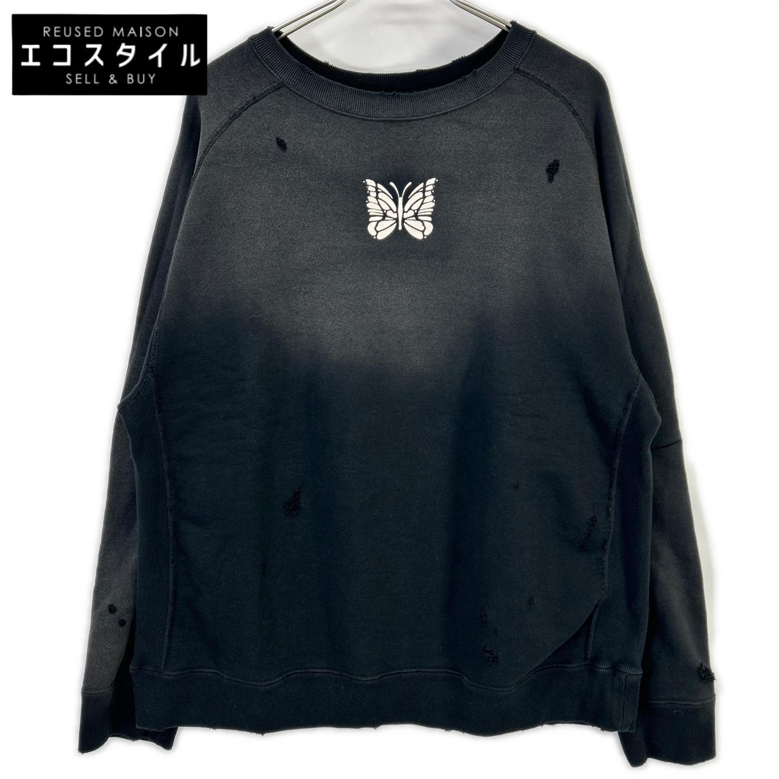 needles ニードルズ 25AW RW336 ブラック DECONSTRUCTED SWEAT SHIRT スウェットトレーナー トップス L ブラック メンズ 