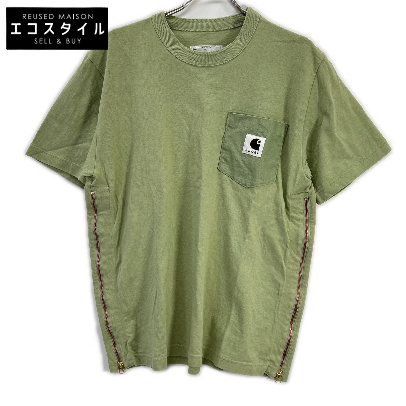 sacai サカイ 24-0725S グリーン サイドジップポケットTシャツ トップス 4 グリーン メンズ 