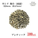 【大容量】 T-003 カシメ極小(両面)金古美 100P【足6mm・頭Φ5mm】 アンティークゴールド