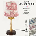 テーブルランプ LED トワルドジュイ ミニランプ ルージュ rouge 卓上ライト スタンドランプ 卓上ランプ 日本製 ジュイ柄 ミニパストラル 田園 フランス生地 ゴールド ランプ 間接照明 アンティーク調 シャビーシック アンティーク風 40W