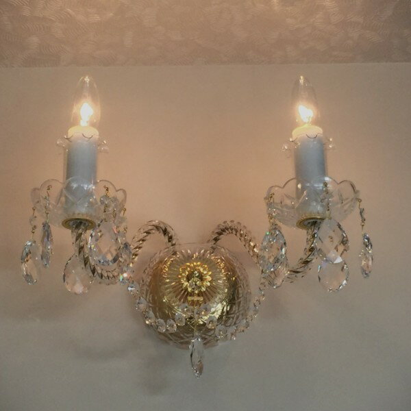 ブラケットランプ クリスタルシャンデリア ボヘミアンクリスタル チェコ ブラケットライト 壁掛け シャンデリア 高級 クリスタルガラス ゴールド チェコ製 天井照明 クラシック ロココ調 バロック ヨーロピアン