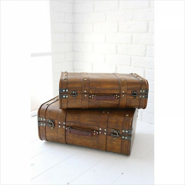 トランクケース ラスティ アールトランク 2点セット トランクボックス ブラウン 収納ボックス 木製 ア..