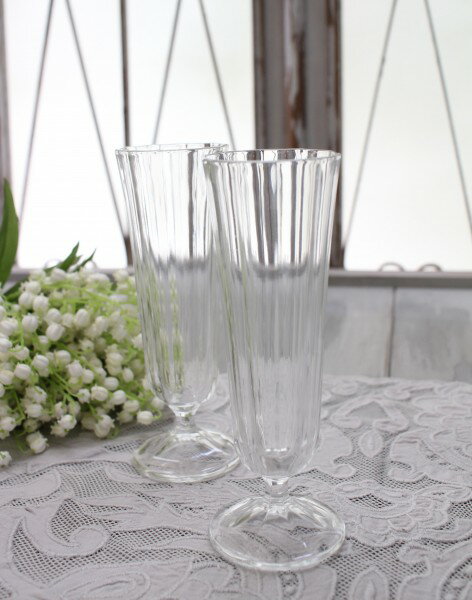 フルートグラス シャンパングラス アンティーク風 ガラス食器 アンナ ガラス グラス コップ ポルトガル製 おしゃれ シャビーシック 3