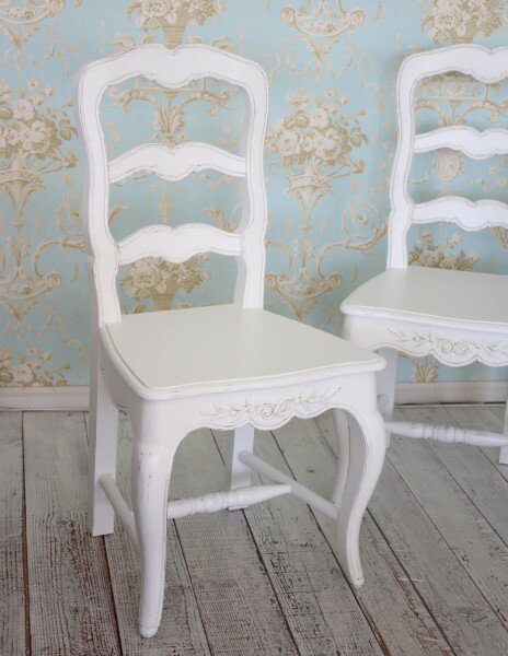 木製 ダイニングチェア ホワイト 211013 カントリーコーナー ロマンスコレクション アンティーク ウッドシート 白家具 白 ホワイト 椅子 フレンチカントリー シャビーシック アンティーク風 フランス 送料無料