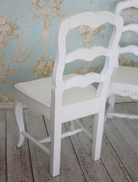 木製 ダイニングチェア ホワイト 211013 カントリーコーナー ロマンスコレクション アンティーク ウッドシート 白家具 白 ホワイト 椅子 フレンチカントリー シャビーシック アンティーク風 フランス 送料無料
